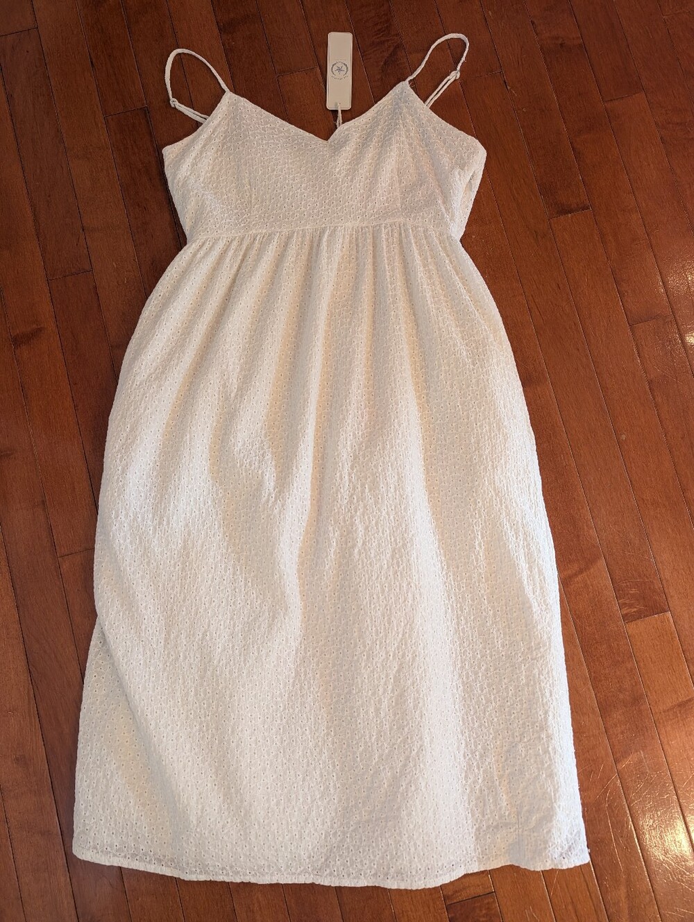 The Prairie by Rachel Ashwell Eyelet Slip Cotton Midi Dress Sz 8 Shabby Chic
